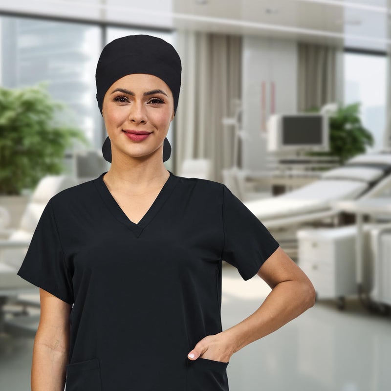 QBA Adjustable Working Cap with Button  Satin Lined Hat  Cotton Working Hat Sweatband  Elastic Bandage Tie Back Hats for Women & Men  One Size - Image 5